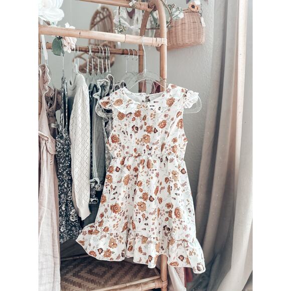 New Darling Earthy Floral Floaty Peter Pan Collared Dress - Picture 3 of 3